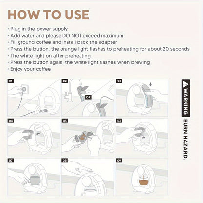 2 in 1 Single Serve Coffee Maker K Cup & Ground Coffee Brewer 4-8 Cup Size