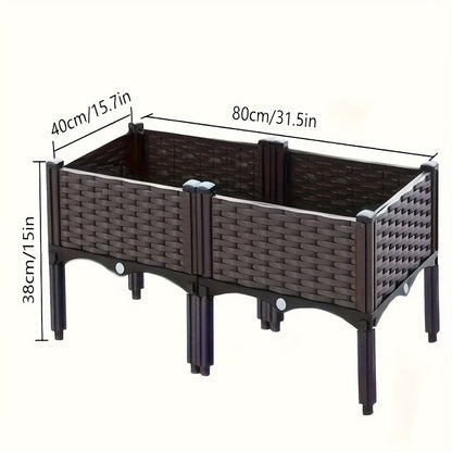 Raised Garden Bed Planter Box w/ Drainage Outdoor Balcony Vegetable Flower