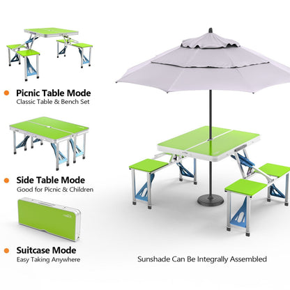 4FT Folding Camping Table w/4 Seats Portable Aluminum Table Set