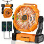 10400mAh 13hrs Rechargeable Automatic Oscillating Camping Fan with LED and Hook