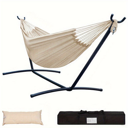 Heavy Duty Double Hammock with Steel Stand 450lbs Portable Outdoor Indoor Blue