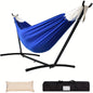 Heavy Duty Double Hammock with Steel Stand 450lbs Portable Outdoor Indoor Blue