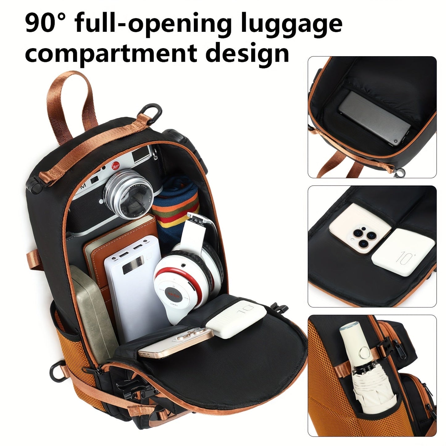 Anti-Theft Sling Bag Men Crossbody Chest Backpack USB Waterproof Travel Bag