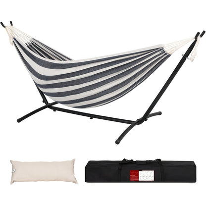 Heavy Duty Double Hammock with Steel Stand 450lbs Portable Outdoor Indoor Blue