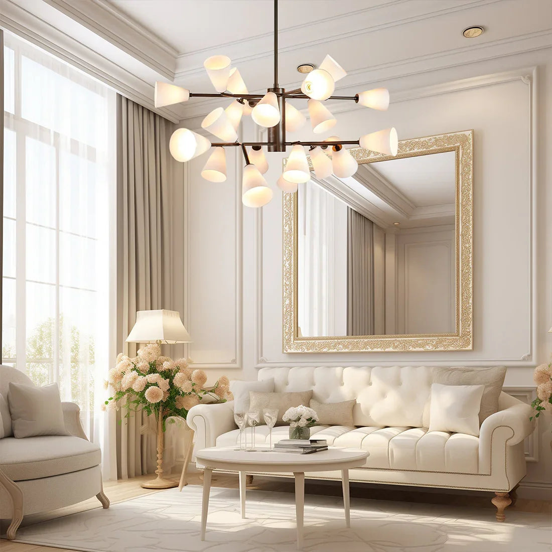 Mid-Century Cone Glass Chandelier