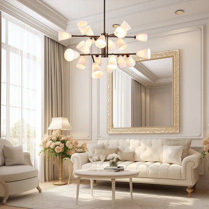 Mid-Century Cone Glass Chandelier