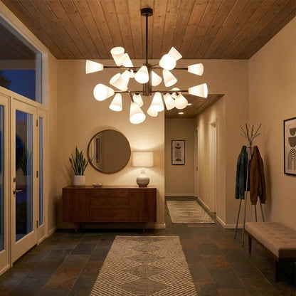 Mid-Century Cone Glass Chandelier