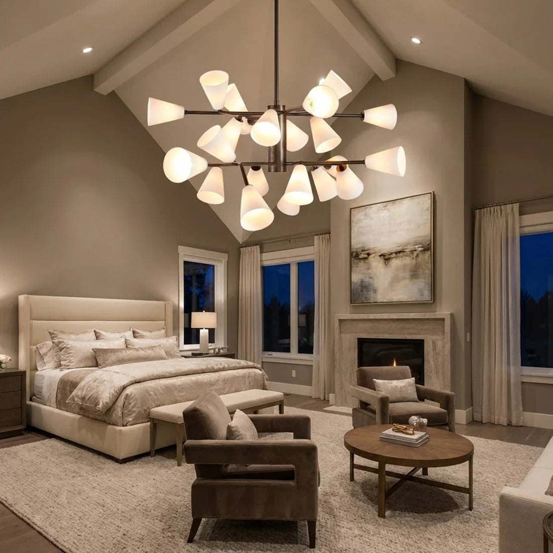 Mid-Century Cone Glass Chandelier