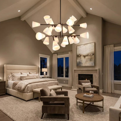 Mid-Century Cone Glass Chandelier