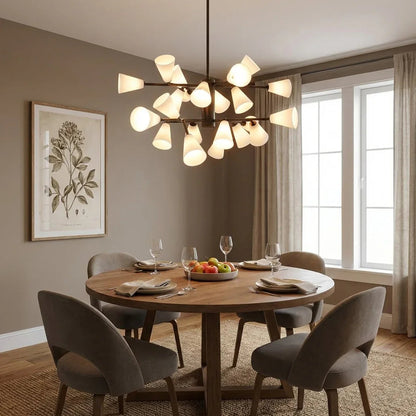 Mid-Century Cone Glass Chandelier