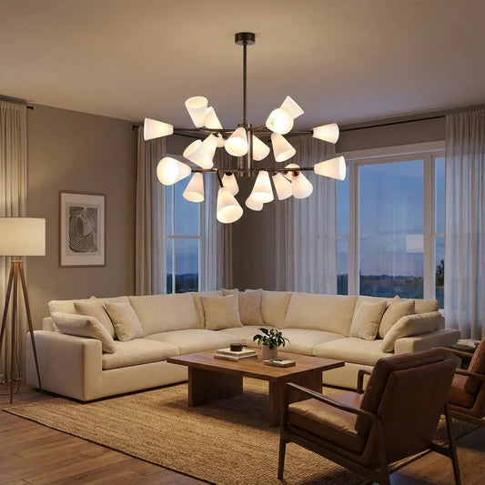 Mid-Century Cone Glass Chandelier