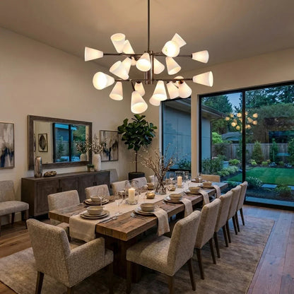 Mid-Century Cone Glass Chandelier