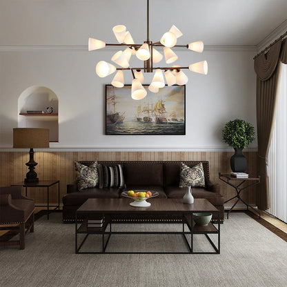 Mid-Century Cone Glass Chandelier