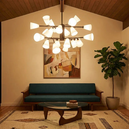 Mid-Century Cone Glass Chandelier