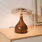 Mid-Century Wood & Glass Disc Table Lamp