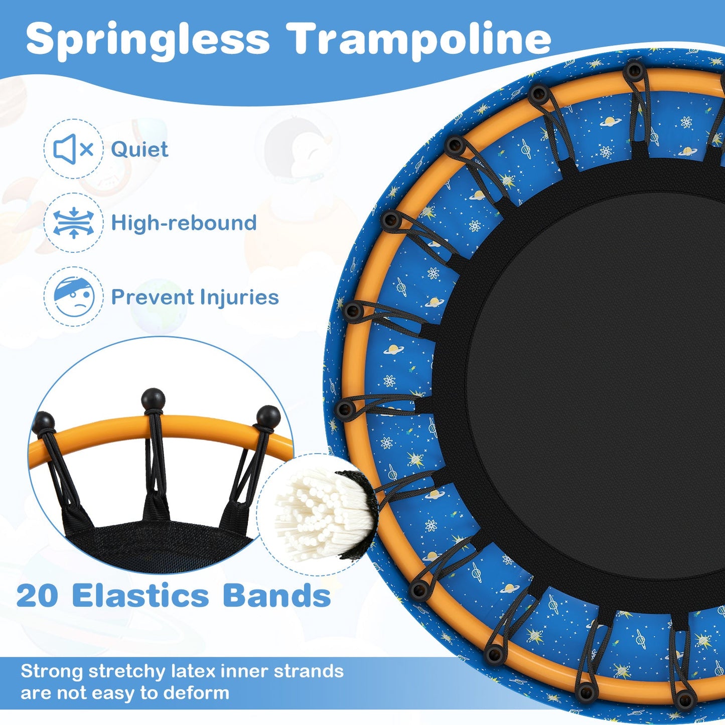 Mini Trampoline for Toddlers with Foam Padded Handle and Safety Padded Cover