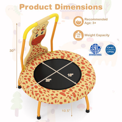 Mini Trampoline for Toddlers with Foam Padded Handle and Safety Padded Cover