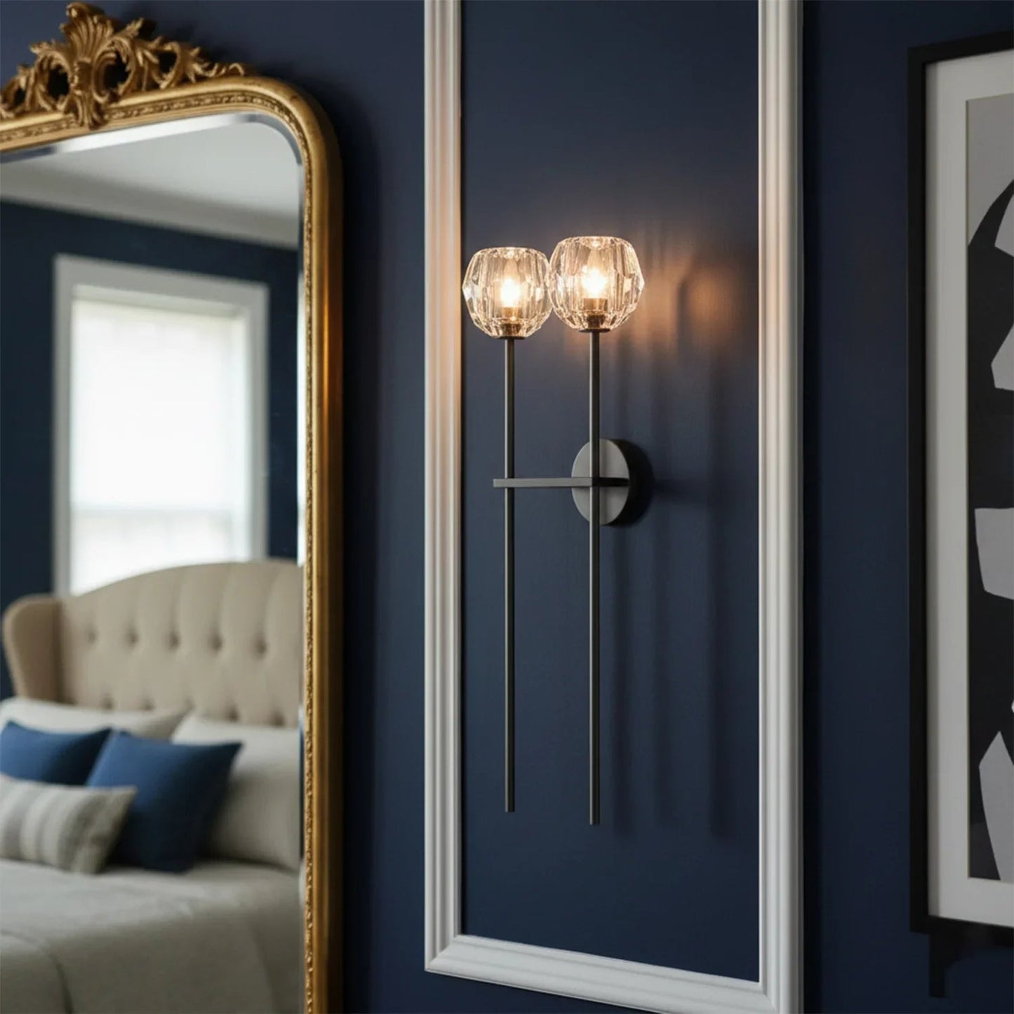 Minimalist Double Crystal Wall Light