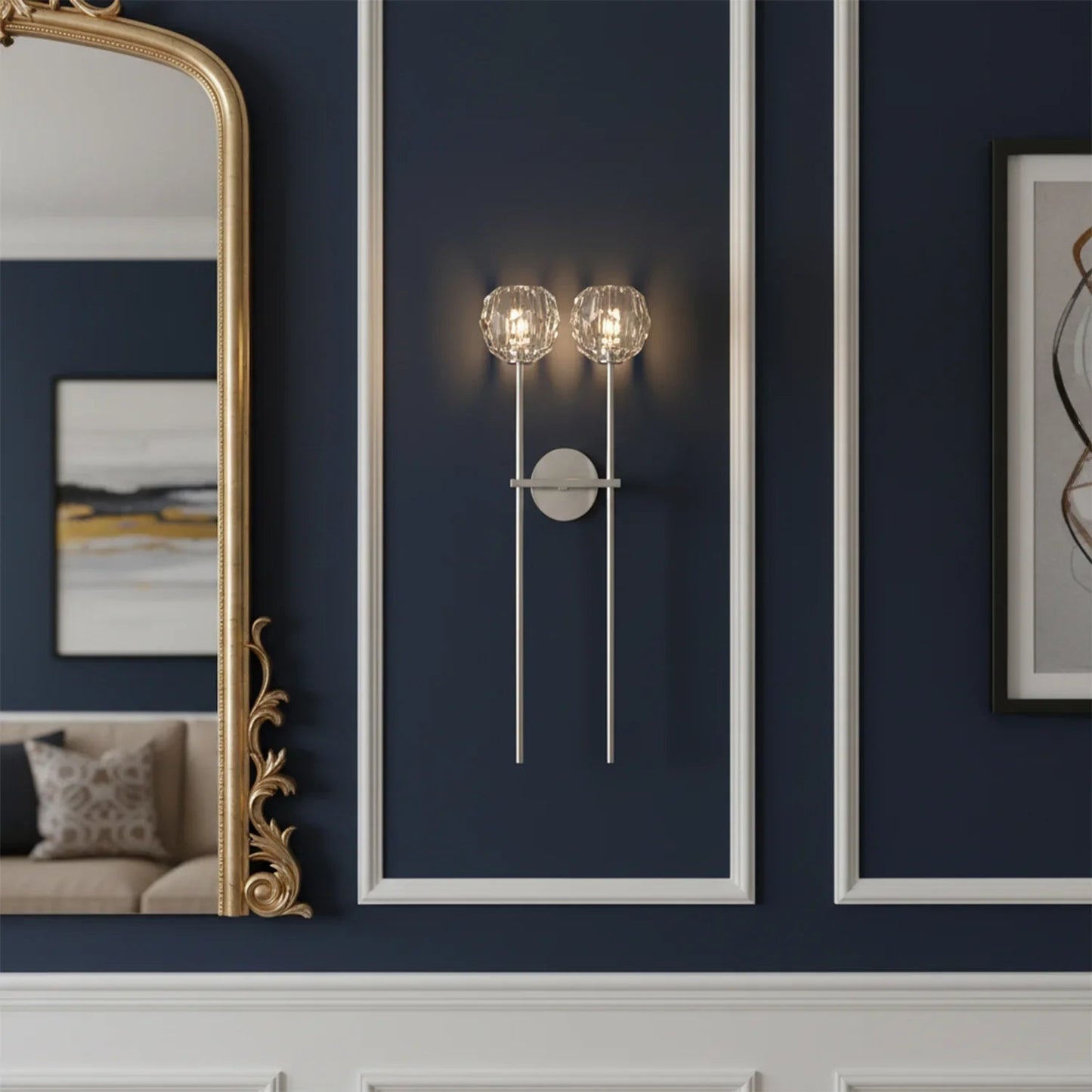 Minimalist Double Crystal Wall Light