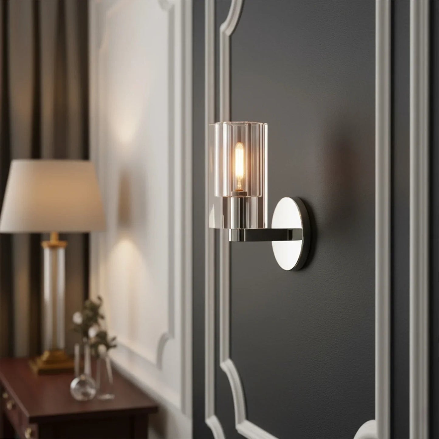 Modern Fluted Crystal Wall Sconce