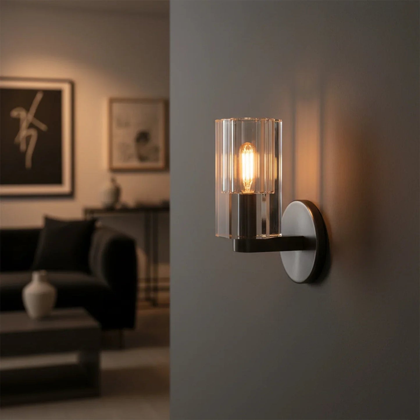 Modern Fluted Crystal Wall Sconce