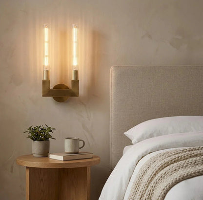 Modern Linear Brass & Glass Wall Light
