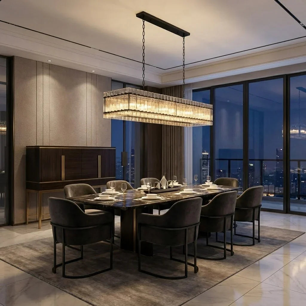 Modern Rectangular Linear Chandelier