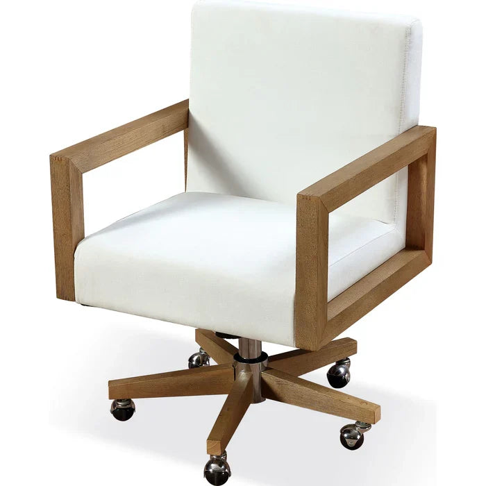 Seabourne Modern Coastal Writing Desk in White Oak and Glass