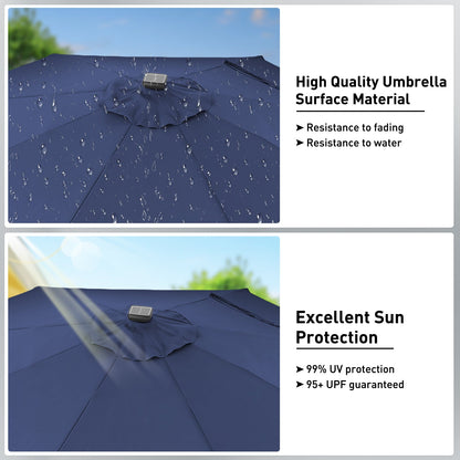 Ainfox 10ft Solar Patio Umbrella Outdoor Umbrella Market Umbrella With Decorative Pattern Umbrella