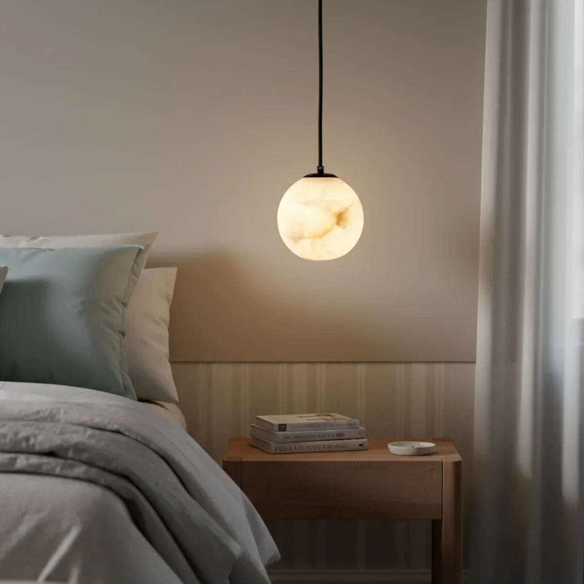 Nordic Style Spherical Alabaster Pendant Light