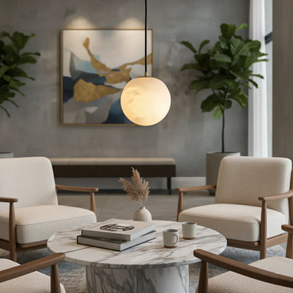 Nordic Style Spherical Alabaster Pendant Light
