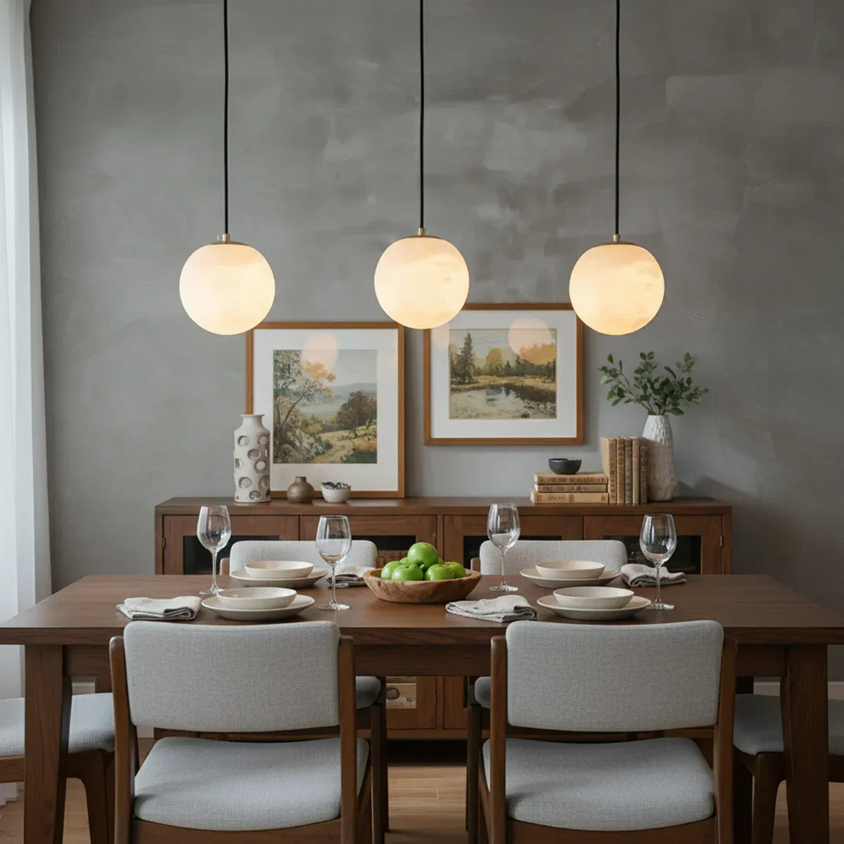 Nordic Style Spherical Alabaster Pendant Light