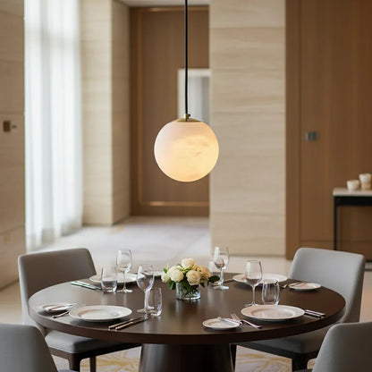Nordic Style Spherical Alabaster Pendant Light