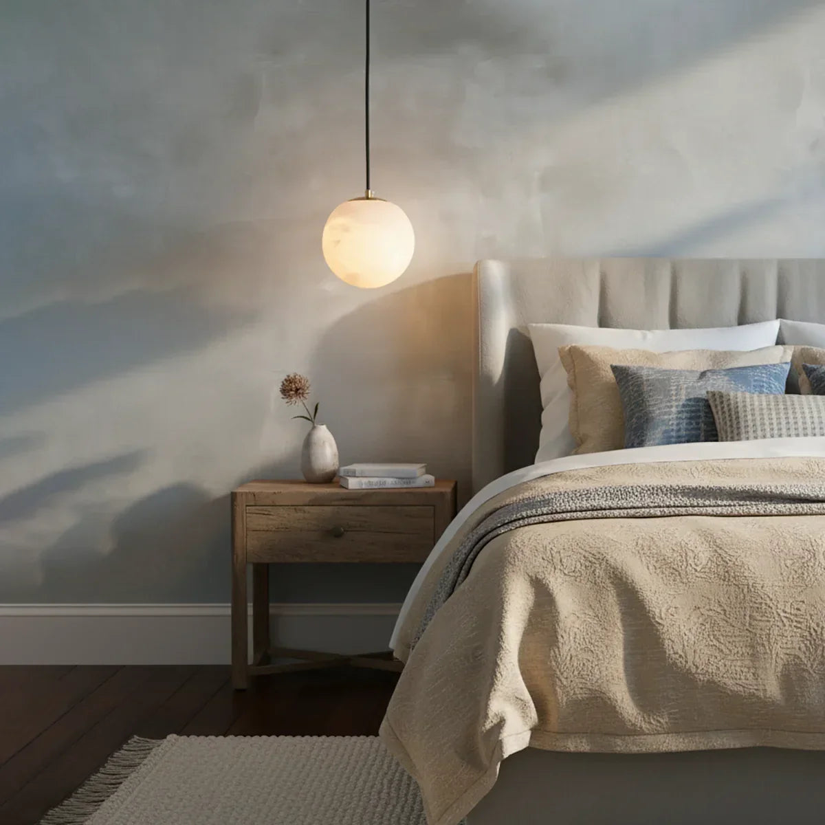Nordic Style Spherical Alabaster Pendant Light