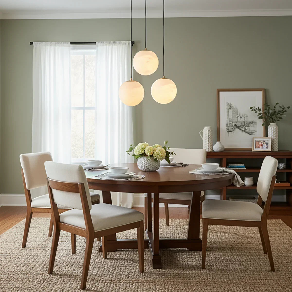 Nordic Style Spherical Alabaster Pendant Light