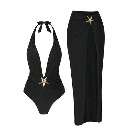 Sexy Bikini Women's One Piece Swimsuit Solid Color High Quality