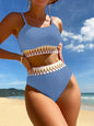 Women's High Waist Two Piece Swimsuit Multi Color Bikini Sexy Split Style
