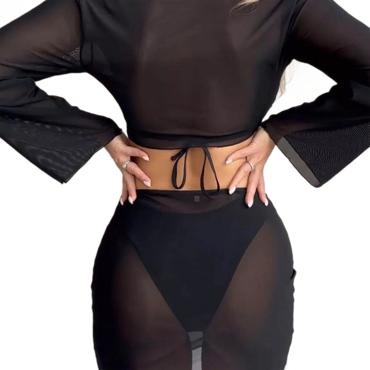 Swimsuit 4 Piece See Through Mesh Bikini Set