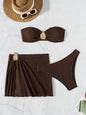 Women's 3-Piece Split Swimsuit Skirted Bikini for Hot Spring Vacation Beach