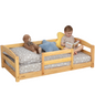 Crib Size Wooden Floor Bed with Safety Rails for Kids Age 1–3