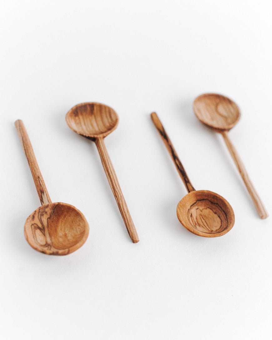 Olive Wood Condiment Spoon Set