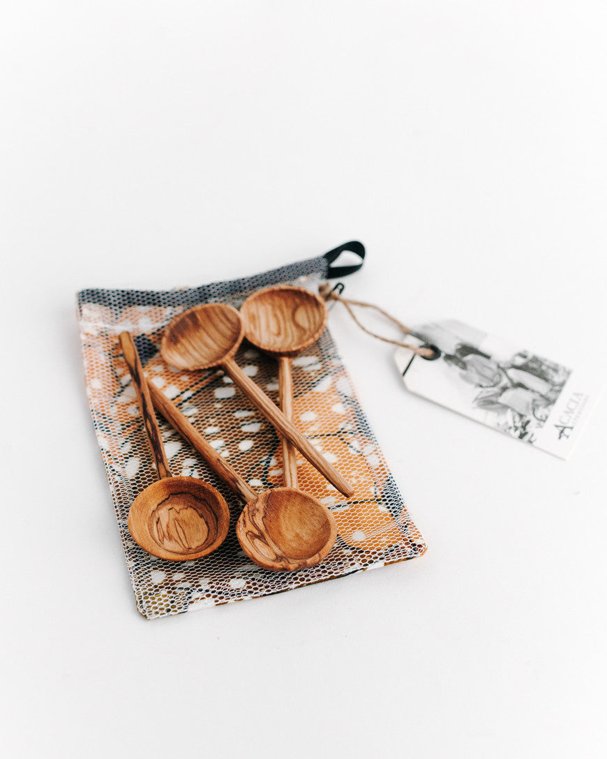 Olive Wood Condiment Spoon Set