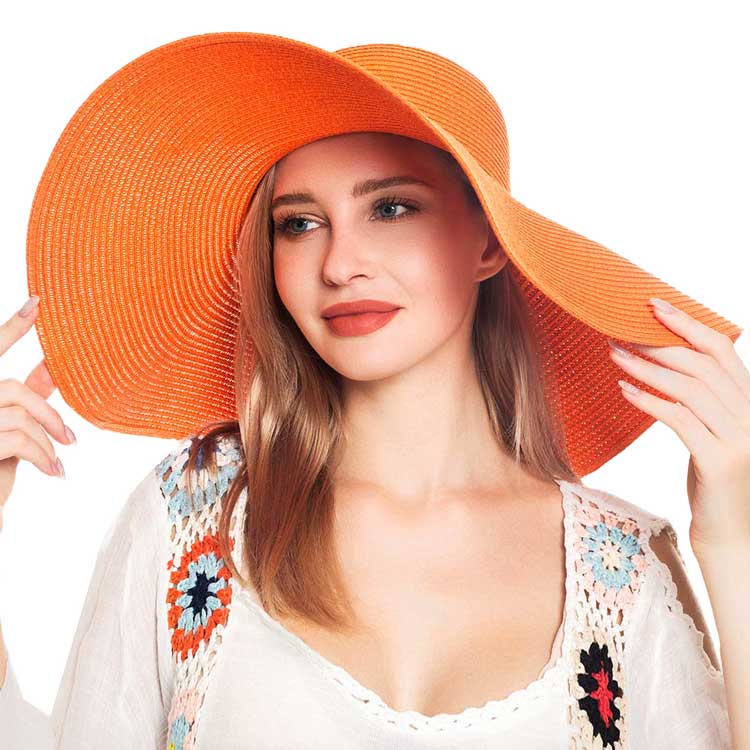 Women's Solid Floppy Straw Sun Hat