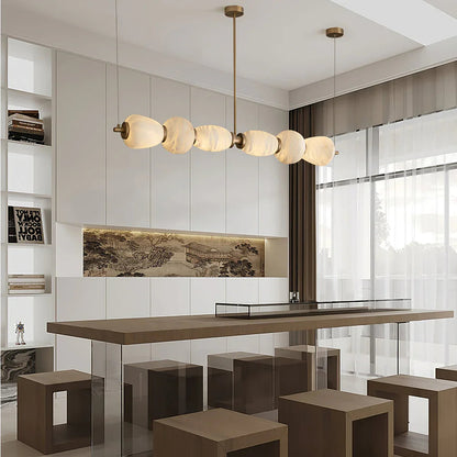 Organic Alabaster Stone Linear Chandelier