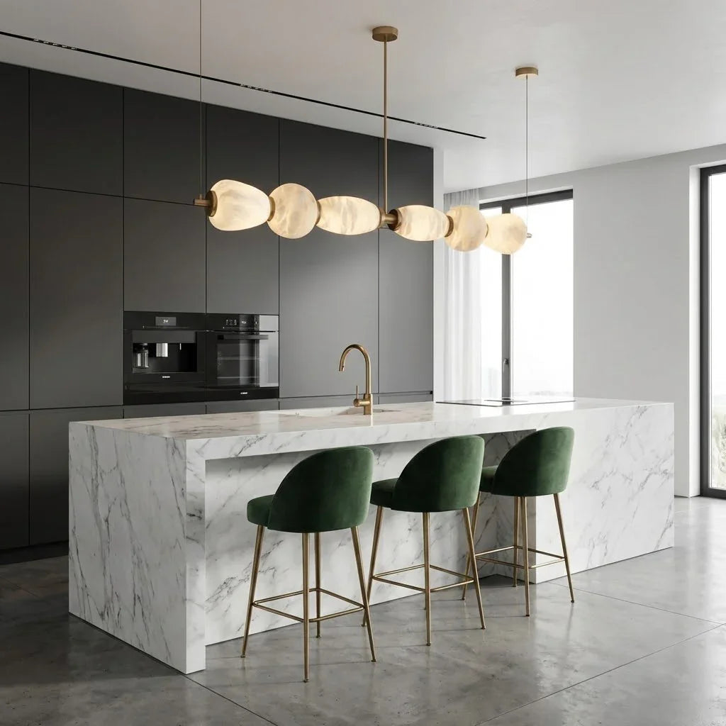 Organic Alabaster Stone Linear Chandelier