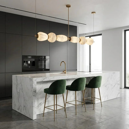 Organic Alabaster Stone Linear Chandelier