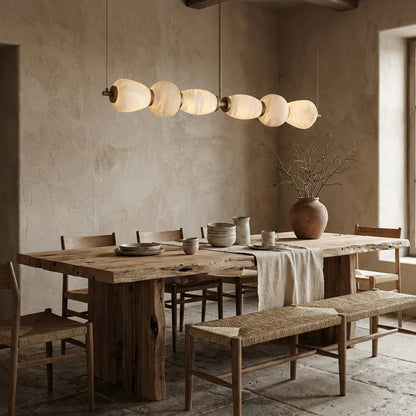 Organic Alabaster Stone Linear Chandelier