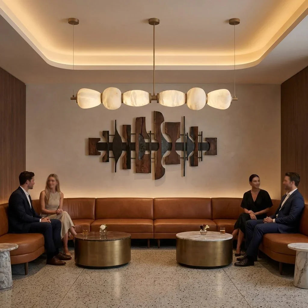 Organic Alabaster Stone Linear Chandelier