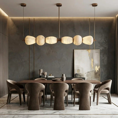 Organic Alabaster Stone Linear Chandelier
