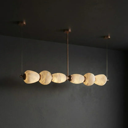 Organic Alabaster Stone Linear Chandelier